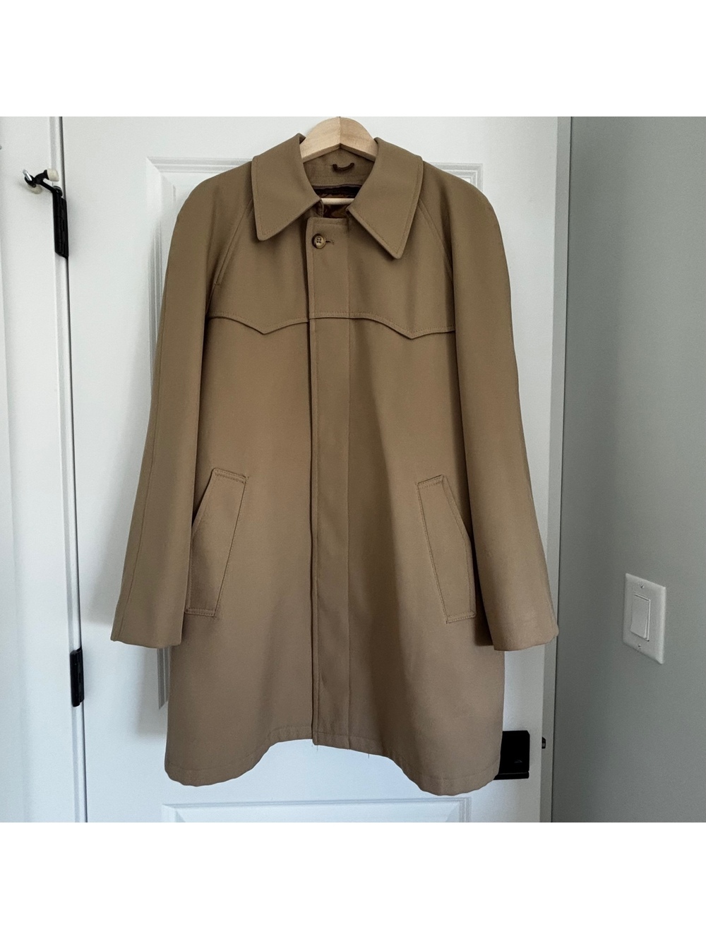 Vtg 1970s Sears The Mens Store Western Yoke Trench Coat Mac Jacket 42R